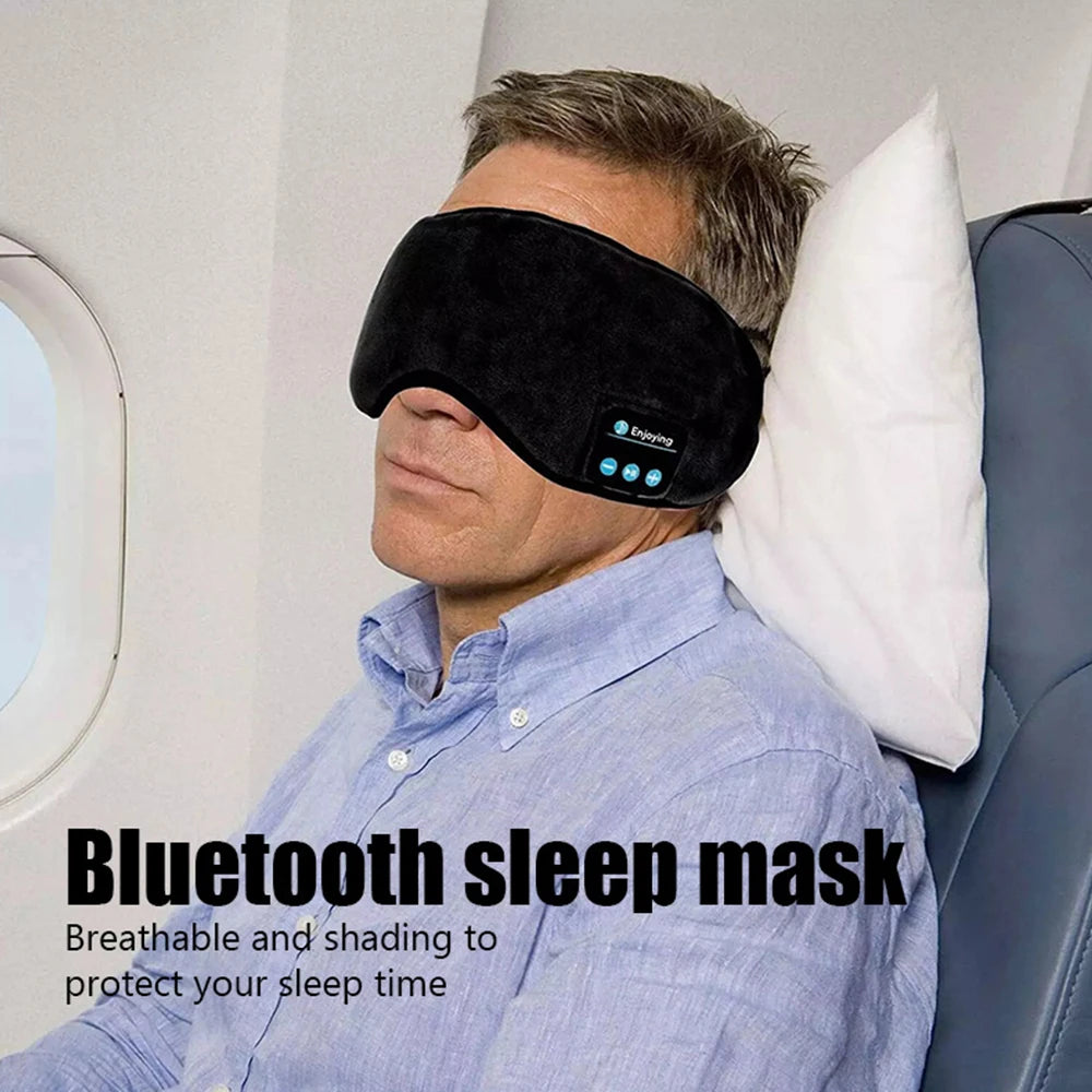 Bluetooth Headband Headphones for Sleep & Sports – Wireless Music Eye Mask with Built-in Mic – Soft, Elastic, Washable Headband for Running, Yoga, Workout, Side Sleepers