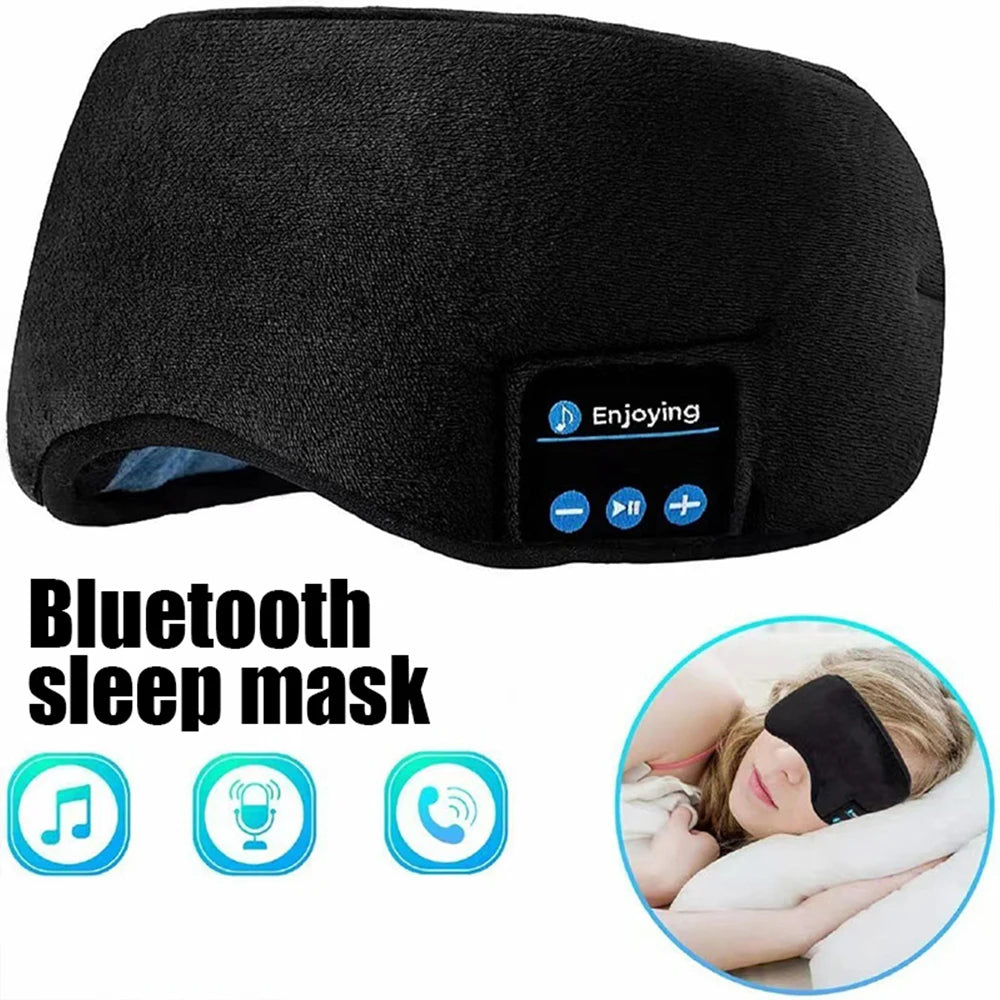 Bluetooth Headband Headphones for Sleep & Sports – Wireless Music Eye Mask with Built-in Mic – Soft, Elastic, Washable Headband for Running, Yoga, Workout, Side Sleepers