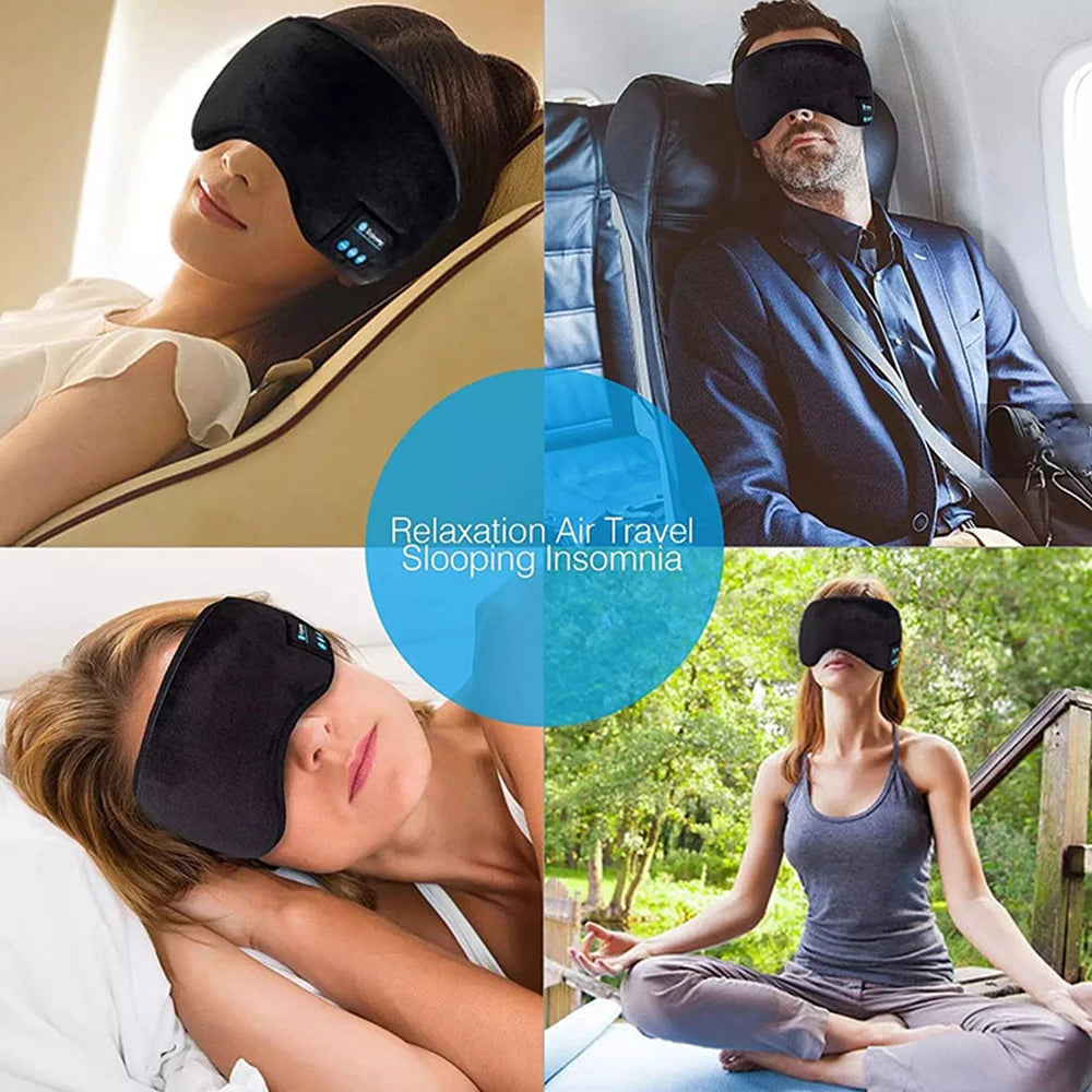 Bluetooth Headband Headphones for Sleep & Sports – Wireless Music Eye Mask with Built-in Mic – Soft, Elastic, Washable Headband for Running, Yoga, Workout, Side Sleepers